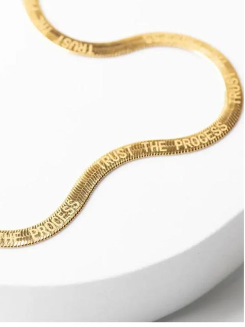Trust the Process Herringbone Gold Reversible Necklace by Emleigh & Mama B 18"
